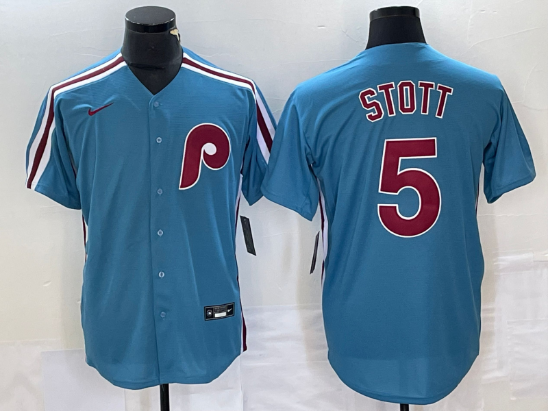 Men's Philadelphia Phillies Bryson Stott #5 Light Blue Jersey